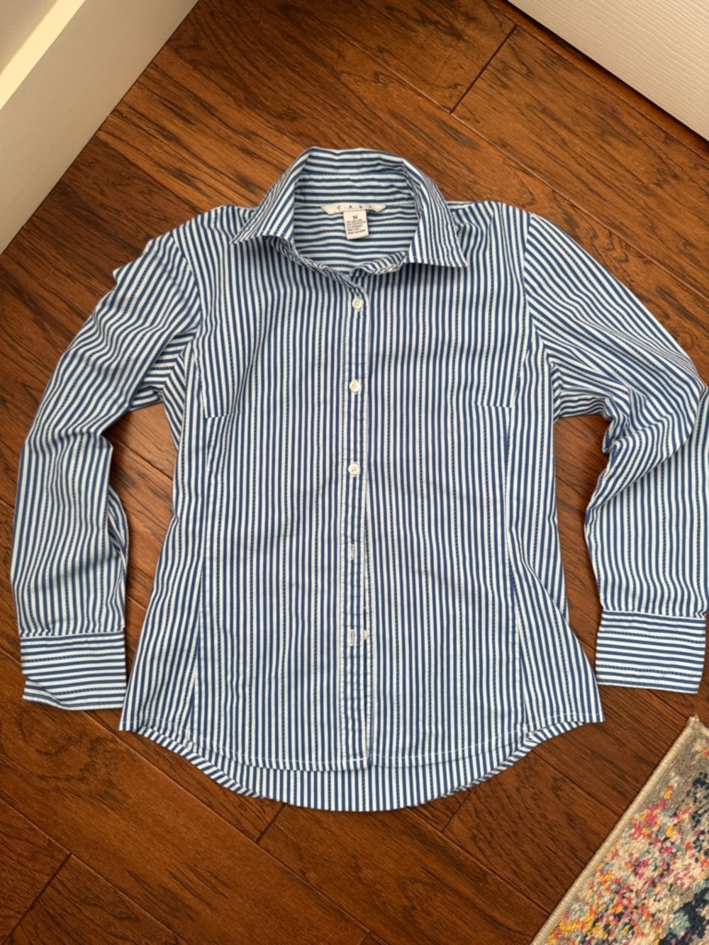 Cabi Blue White Striped Button Down Shirt Women’s Medium Classic Career